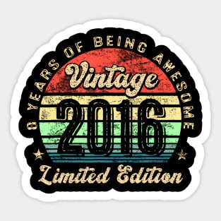 8 Year Old 2016 Limited Edition 8Th Birthday Sticker